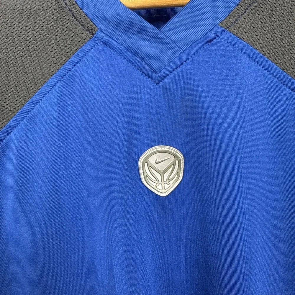 Nike Basketball Jersey Boys XL 18-20 Blue Grey Mesh V-Neck Athletic Shirt